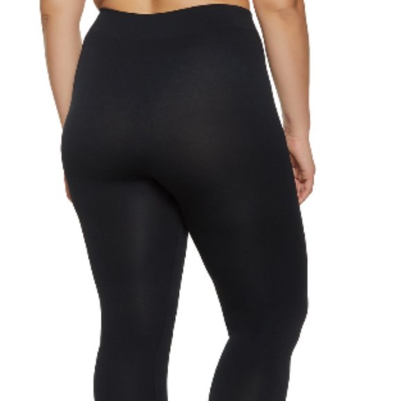 3X Black W/O Pockets Plus Size Premium Leggings - Picture 3 of 6